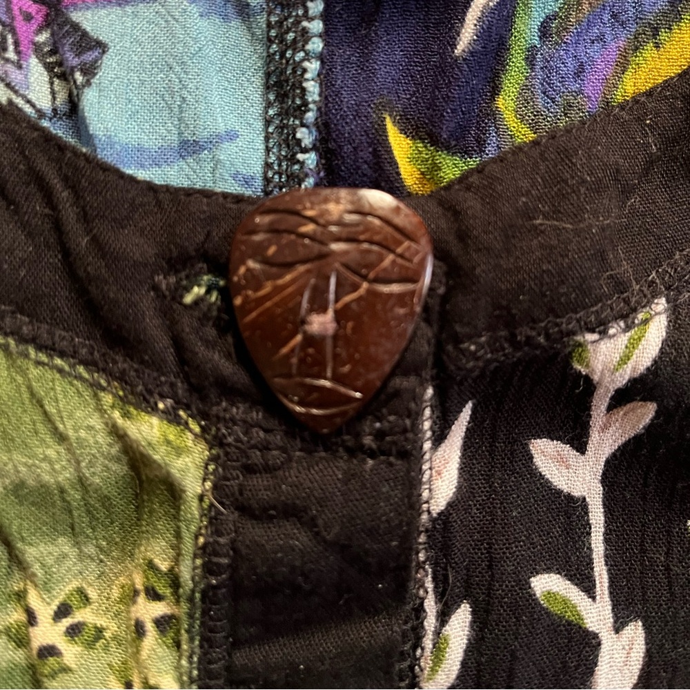 La Cera Patchwork Button Up Whimsical Boho Multic… - image 5